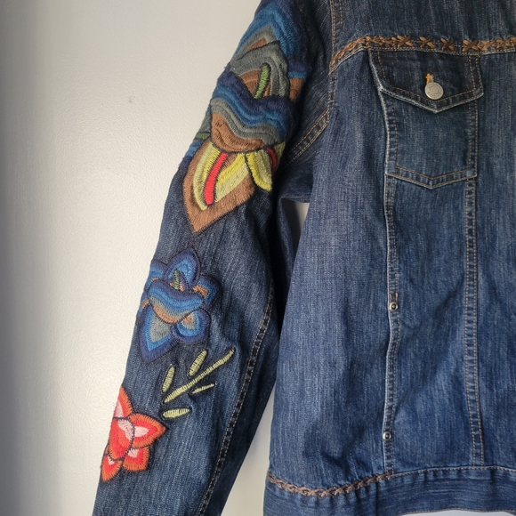 Chico's Embroidered Demin Jacket - Picture 4 of 9